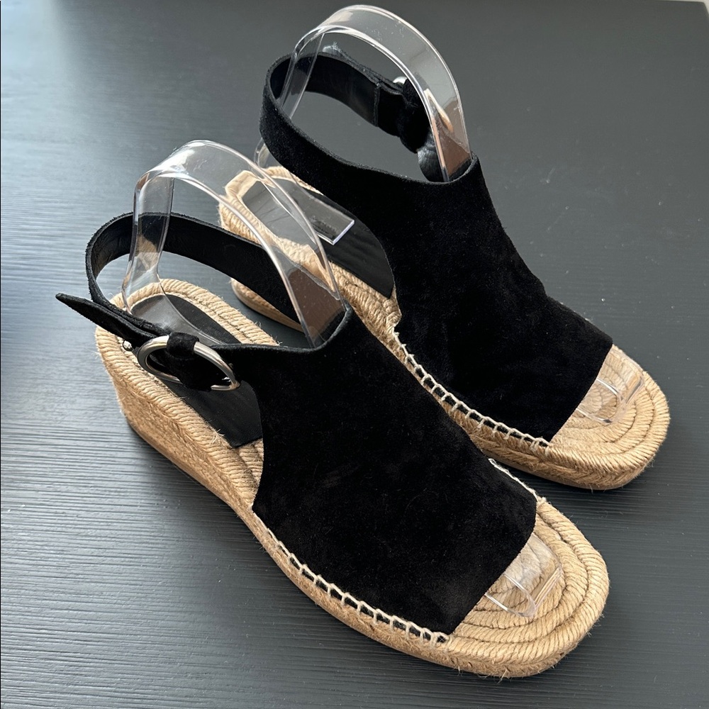 RAG & BONE Calla Suede Espadrille Wedge Black SIZE 37.5 NEW WITHOUT BOX